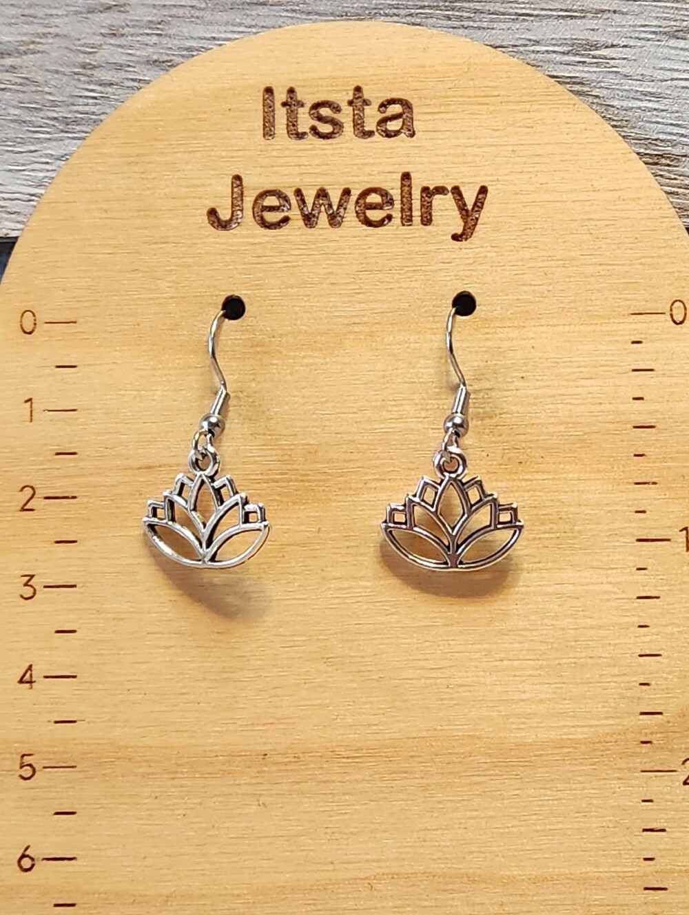 Lotus Flower Tibetan Silver Charms Stainless Steel French Earwires A16 - Picture 2 of 3